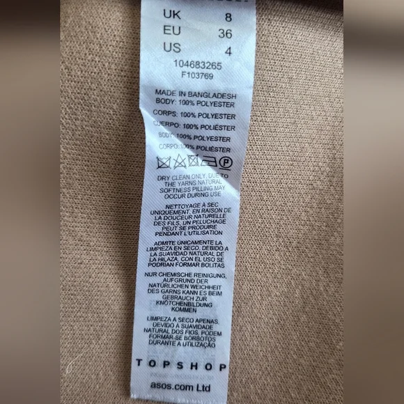 SPRING SALE | Topshop Double Breasted Long Coat in Camel Sz 4 - Picture 6 of 7